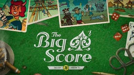 Logo for The Big Score over the top of some artwork depicting content found in the new season of Fallout 76.