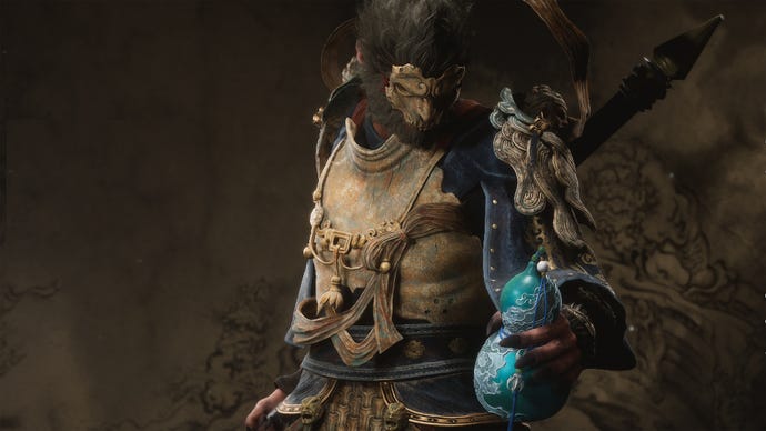 A player carrying the Xiang River Goddess Gourd in Black Myth Wukong.