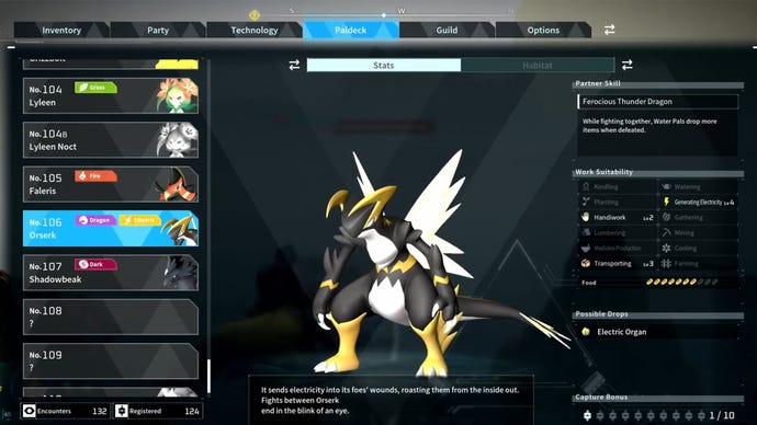 Palworld screenshot of a Oserk Pal