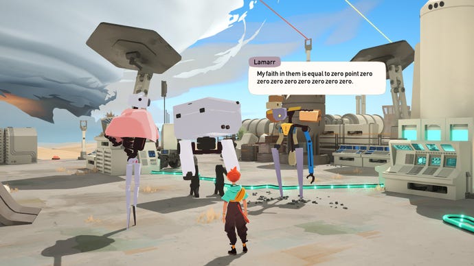 Some friendly robots made a code joke in Caravan SandWitch.