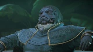 Star Wars Outlaws screenshot of Gorak at his Pyke syndicate office in Mirogana.